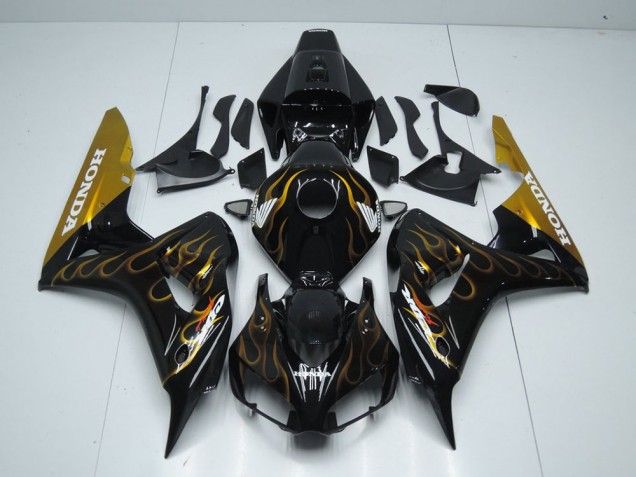 Negro Oro Llama Carenado Moto Honda CBR 1000 RR 2006-2007