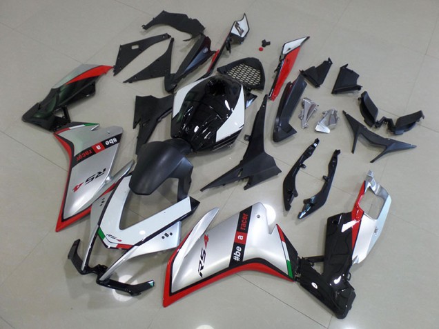 Negro Plata Rojo Plástica Moto Aprilia RS4 50 125 2011-2018 Negro Plata Rojo Plástica Moto Aprilia RS4 50 125 2011-2018