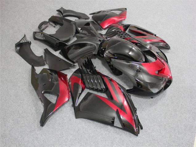 Negro Rojo ABS Carenado Motocicleta Kawasaki ZX14R ZZR 1400 2006-2011 Negro Rojo ABS Carenado Motocicleta Kawasaki ZX14R ZZR 1400 2006-2011