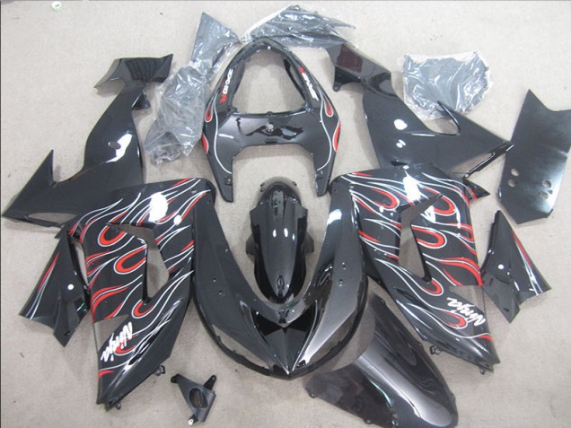 Negro Rojo Blanco Llama Ninja Carenado Moto Kawasaki ZX10R 2006-2007