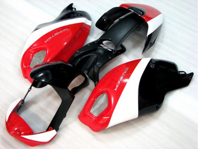 Negro Rojo Blanco Monster Carenado Moto Ducati Monster 696 2008-2012 Negro Rojo Blanco Monster Carenado Moto Ducati Monster 696 2008-2012