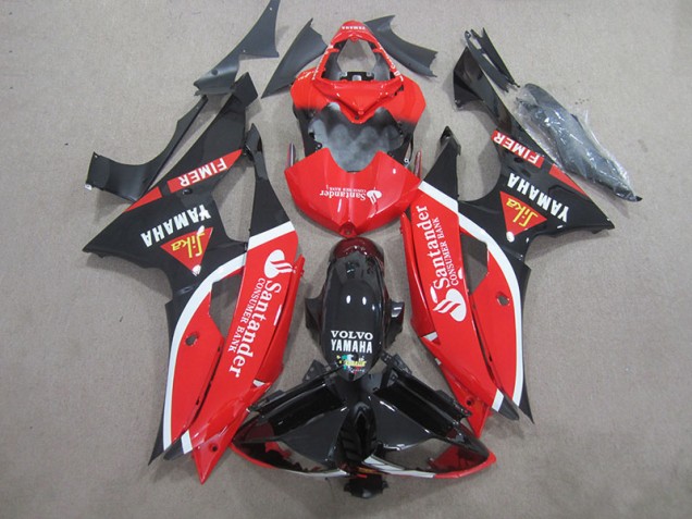 Negro Rojo Blanco Santander Carenado Moto Yamaha R6 2008-2016 Negro Rojo Blanco Santander Carenado Moto Yamaha R6 2008-2016