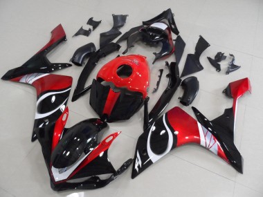 Negro Rojo Brillante Carenado Moto Yamaha R1 2007-2008
