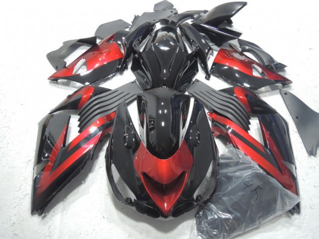 Negro Rojo Inyección Kits Carenado Moto Kawasaki ZX14R ZZR 1400 2006-2011
