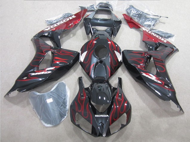 Negro Rojo Llama Carenado Moto Honda CBR 1000 RR 2006-2007 Negro Rojo Llama Carenado Moto Honda CBR 1000 RR 2006-2007