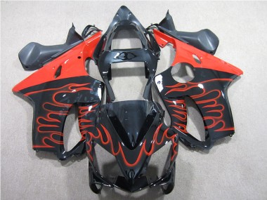 Negro Rojo Llama Carenado Moto Honda CBR 600 F4i 2001-2003