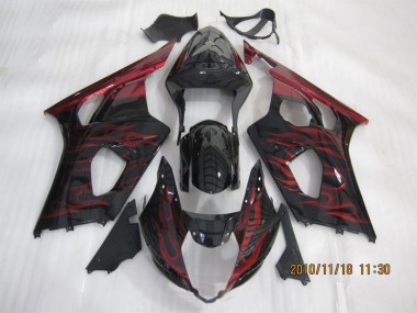 Negro Rojo Llama Carenado Moto Suzuki GSXR 1000 K3 2003-2004