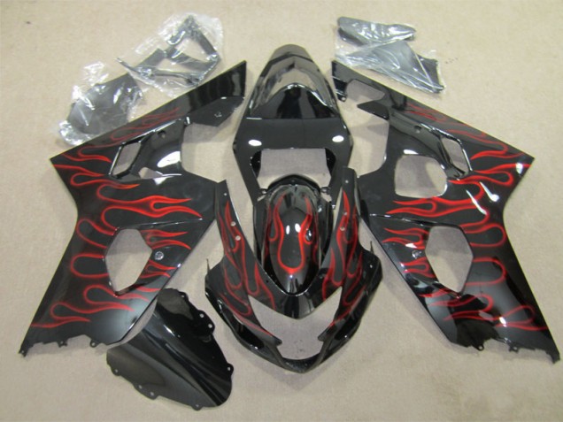 Negro Rojo Llama Carenado Moto Suzuki GSXR 600 K4 2004-2005 Negro Rojo Llama Carenado Moto Suzuki GSXR 600 K4 2004-2005