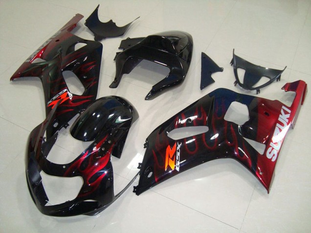 Negro Rojo Llama Carenado Moto Suzuki GSXR 750 K1 K2 K3 2001-2003 Negro Rojo Llama Carenado Moto Suzuki GSXR 750 K1 K2 K3 2001-2003
