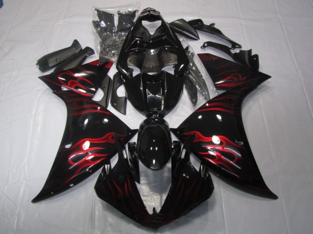Negro Rojo Llama Carenado Moto Yamaha R1 2009-2011 Negro Rojo Llama Carenado Moto Yamaha R1 2009-2011