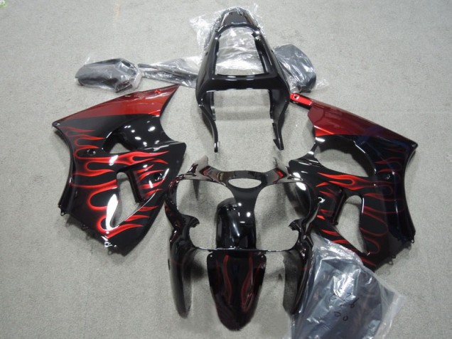 Negro Rojo Llama Kit Carenado Moto Kawasaki ZX6R 2000-2002