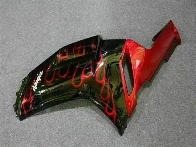 Negro Rojo Llama Kit Carenado Moto Kawasaki ZX6R 2007-2008