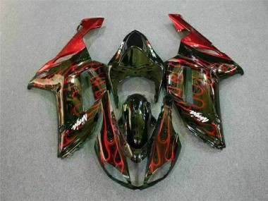 Negro Rojo Llama Kit Carenado Moto Kawasaki ZX6R 2007-2008