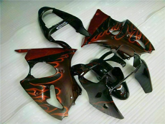 Negro Rojo Llama Kit Completo Carenado Moto Kawasaki ZX6R 2000-2002