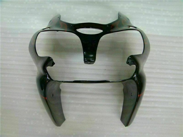 Negro Rojo Llama Kit Completo Carenado Moto Kawasaki ZX6R 2000-2002