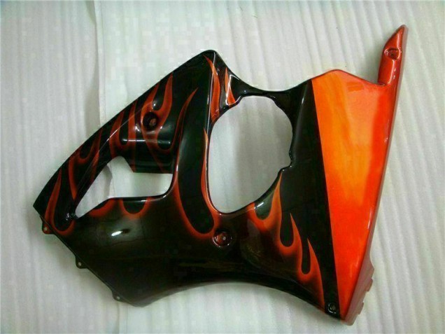Negro Rojo Llama Kit Completo Carenado Moto Kawasaki ZX6R 2000-2002