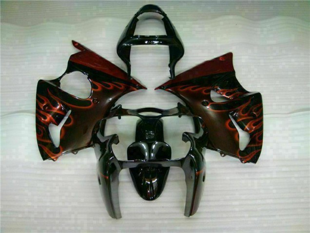 Negro Rojo Llama Kit Completo Carenado Moto Kawasaki ZX6R 2000-2002