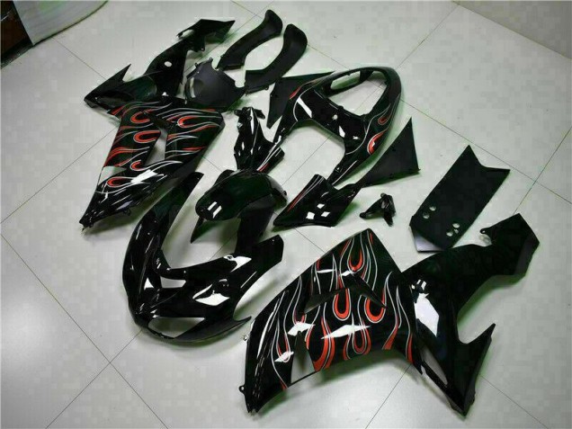 Negro Rojo Llama Kits Completo Carenado Moto Kawasaki ZX10R 2006-2007