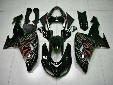 Negro Rojo Llama Kits Completo Carenado Moto Kawasaki ZX10R 2006-2007