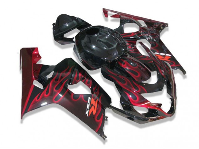Negro Rojo Llamas Carenado Moto Suzuki GSXR 600 / 750 K4 2004-2005 Negro Rojo Llamas Carenado Moto Suzuki GSXR 600 / 750 K4 2004-2005