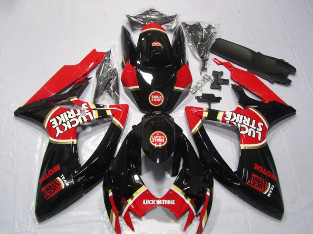 Negro Rojo Lucky Strike Motul Carenado Moto Suzuki GSXR 600 K6 2006-2007 Negro Rojo Lucky Strike Motul Carenado Moto Suzuki GSXR 600 K6 2006-2007