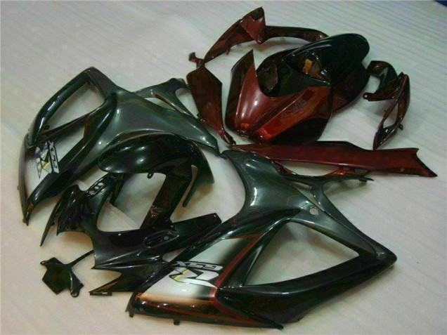 Negro Rojo Plástica Moto Suzuki GSXR 600 / 750 K6 2006-2007 Negro Rojo Plástica Moto Suzuki GSXR 600 / 750 K6 2006-2007