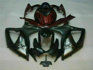 Negro Rojo Plástica Moto Suzuki GSXR 600 / 750 K6 2006-2007