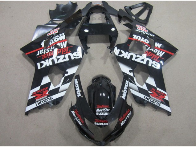 Negro Rojo Telefumia Movistar Carenado Moto Suzuki GSXR 600 K4 2004-2005 Negro Rojo Telefumia Movistar Carenado Moto Suzuki GSXR 600 K4 2004-2005