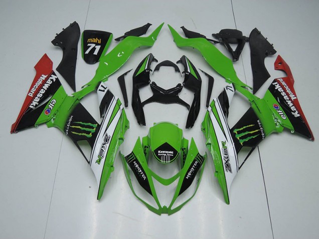 Negro Verde Blanco Monster Carenado Moto Kawasaki ZX6R 2013-2018 Negro Verde Blanco Monster Carenado Moto Kawasaki ZX6R 2013-2018