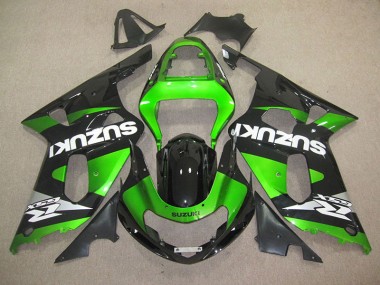 Negro Verde Inyección Kits Carenado Moto Suzuki GSXR 600 K1 K2 K3 2001-2003