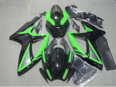 Negro Verde Kits ABS Carenado Motocicleta Suzuki GSXR 600 K6 2006-2007