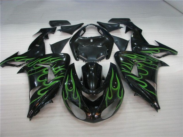 Negro Verde Llama Carenado Moto Kawasaki ZX10R 2006-2007 Negro Verde Llama Carenado Moto Kawasaki ZX10R 2006-2007