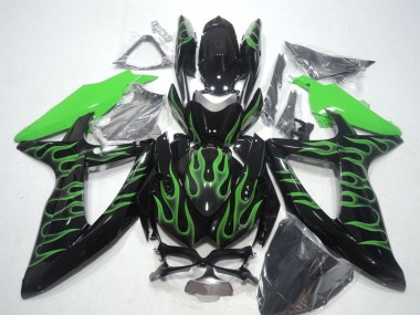 Negro Verde Llama Carenado Moto Suzuki GSXR 600 K8 2008-2010
