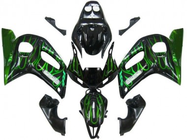 Negro Verde Llama Carenado Moto Yamaha R6 1998-2002