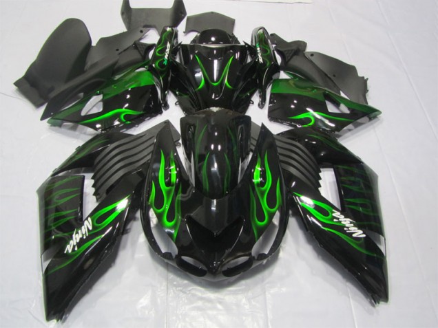 Negro Verde Llama Ninja Carenado Moto Kawasaki ZX14R ZZR 1400 2006-2011 Negro Verde Llama Ninja Carenado Moto Kawasaki ZX14R ZZR 1400 2006-2011
