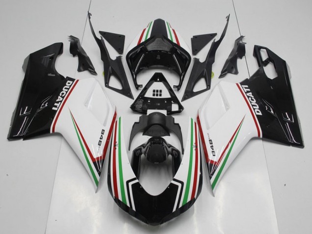 Negro Verde Y blanco Carenado Moto Ducati 848 1098 1198 2007-2014 Negro Verde Y blanco Carenado Moto Ducati 848 1098 1198 2007-2014