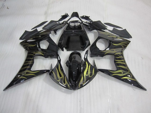 Negro con Amarillo Llama Carenado Moto Yamaha R6 2003-2005