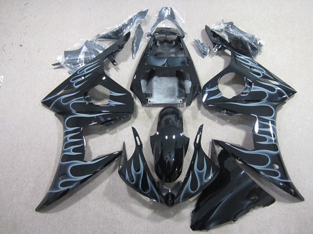 Negro con Llama Carenado Moto Yamaha R6 2003-2005