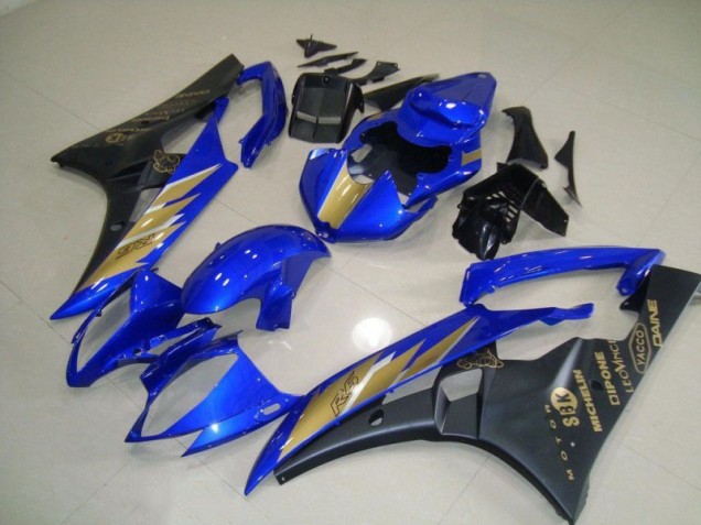 Pegatina negra azul con dorada Carenado Moto Yamaha R6 2006-2007 Pegatina negra azul con dorada Carenado Moto Yamaha R6 2006-2007