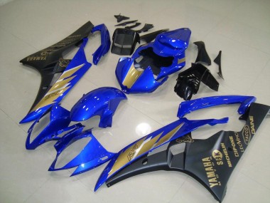 Pegatina negra azul con dorada Carenados Moto Yamaha R6 2006-2007