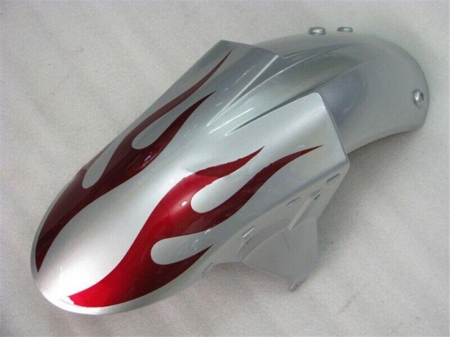 Plata Rojo Llamas Carenado Moto Kawasaki ZX6R 2005-2006