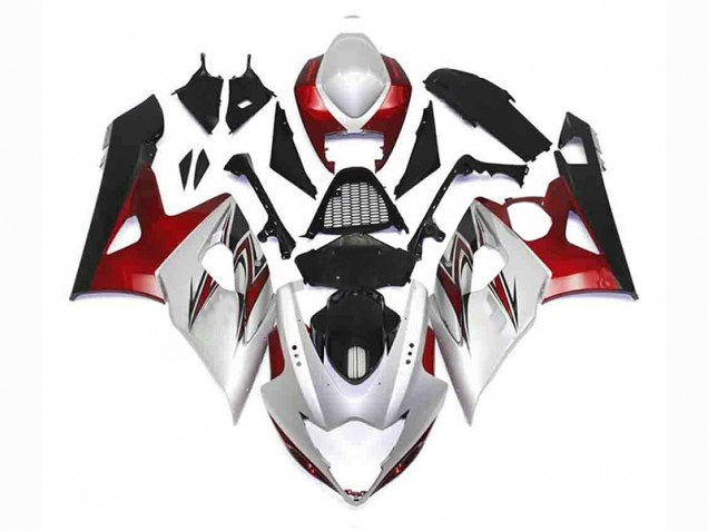 Plata Rojo Negro Carenado Moto Suzuki GSXR 1000 K5 2005-2006 Plata Rojo Negro Carenado Moto Suzuki GSXR 1000 K5 2005-2006