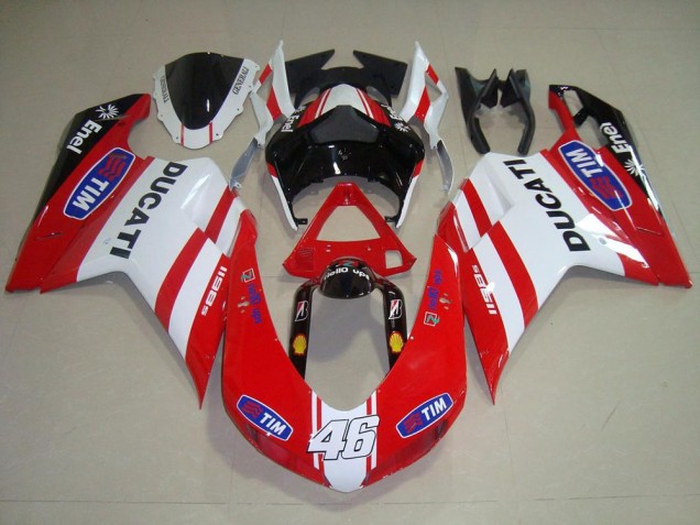 Rojo Blanco 46 Carenado Moto Ducati 848 1098 1198 2007-2014 Rojo Blanco 46 Carenado Moto Ducati 848 1098 1198 2007-2014