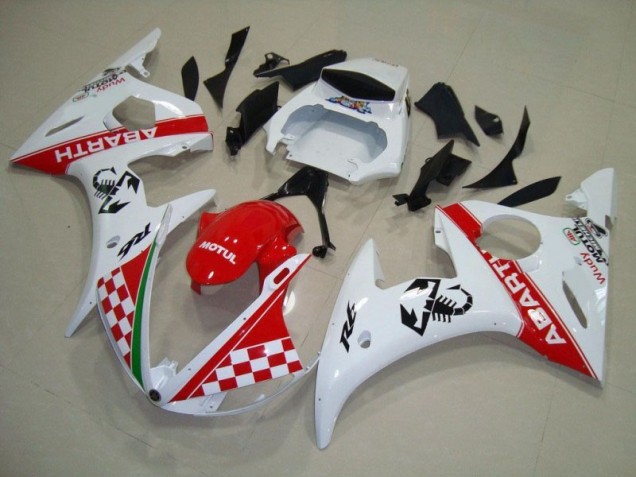 Rojo Blanco ABS Moto Plástico Yamaha R6 2003-2005 Rojo Blanco ABS Moto Plástico Yamaha R6 2003-2005