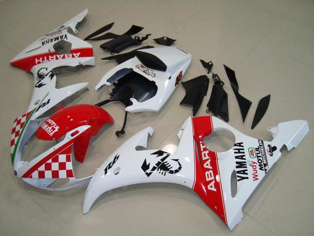 Rojo Blanco ABS Moto Plásticos Yamaha R6 2003-2005 Rojo Blanco ABS Moto Plásticos Yamaha R6 2003-2005
