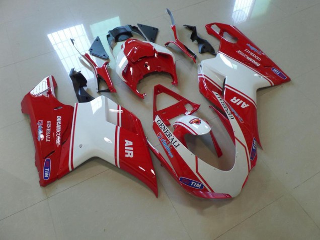 Rojo & Blanco Air Carenado Moto Ducati 848 1098 1198 2007-2014 Rojo & Blanco Air Carenado Moto Ducati 848 1098 1198 2007-2014