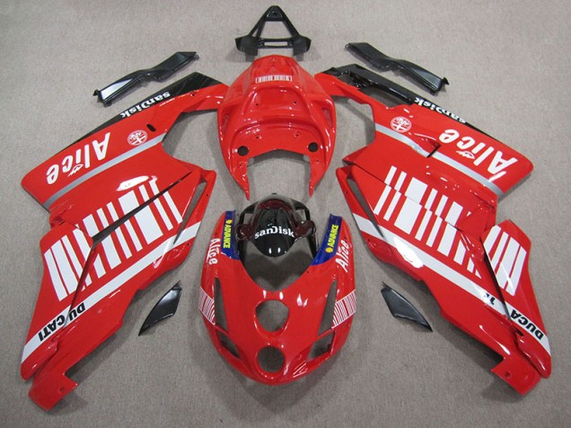 Rojo Blanco Alice Sandisk Carenado Moto Ducati 749 2005-2006 Rojo Blanco Alice Sandisk Carenado Moto Ducati 749 2005-2006