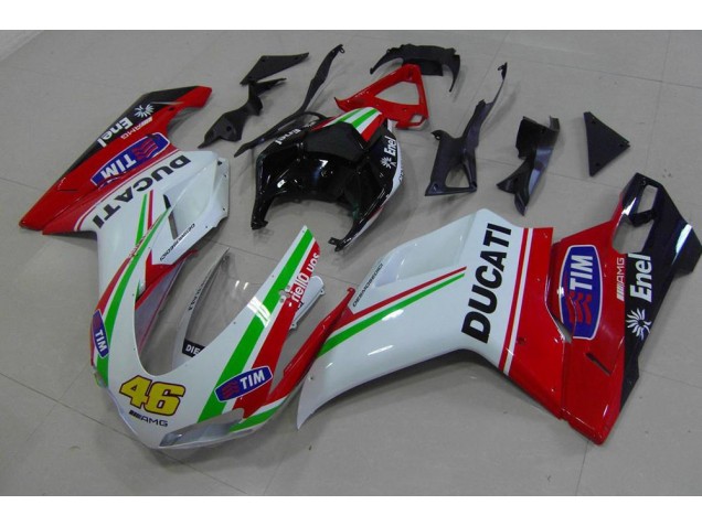 Rojo Blanco Amarillo 46 Carenado Moto Ducati 848 1098 1198 2007-2014 Rojo Blanco Amarillo 46 Carenado Moto Ducati 848 1098 1198 2007-2014