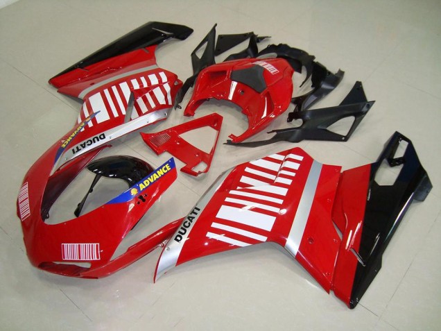 Rojo Blanco Carenado Moto & Plástico Ducati 848 1098 1198 2007-2014 Rojo Blanco Carenado Moto & Plástico Ducati 848 1098 1198 2007-2014