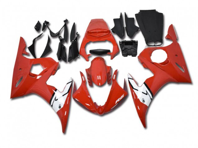 Rojo Blanco Carenado & Plástico Moto Yamaha R6 2003-2005 Rojo Blanco Carenado & Plástico Moto Yamaha R6 2003-2005